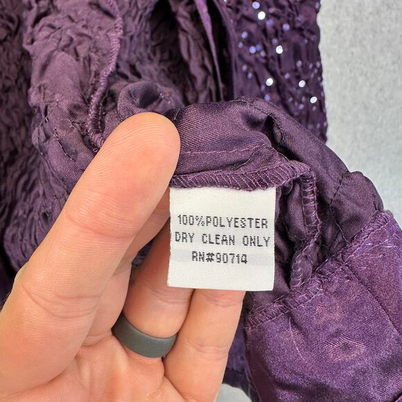 Adressing Jacket Womens Medium Purple Metal Silver Sequin Crinkle Embellished - Picture 11 of 16